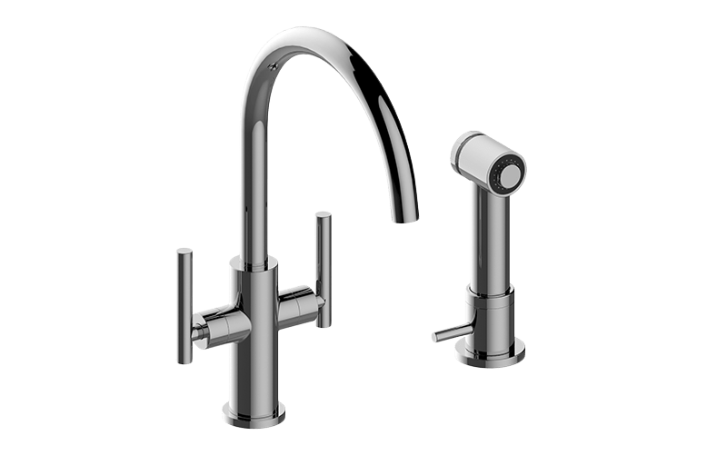 GRAFF G-5675-LM49K SOSPIRO CONTEMPORARY TWO-HANDLE SINGLE-HOLE BAR/PREP FAUCET WITH INDEPENDENT SIDE SPRAY