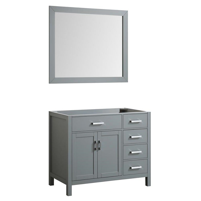 BELMONT DECOR HMP042SLBCM HAMPTON 42 INCH LEFT OFFSET SINGLE SINK BASE CABINET WITH MATCHING FRAMED MIRROR