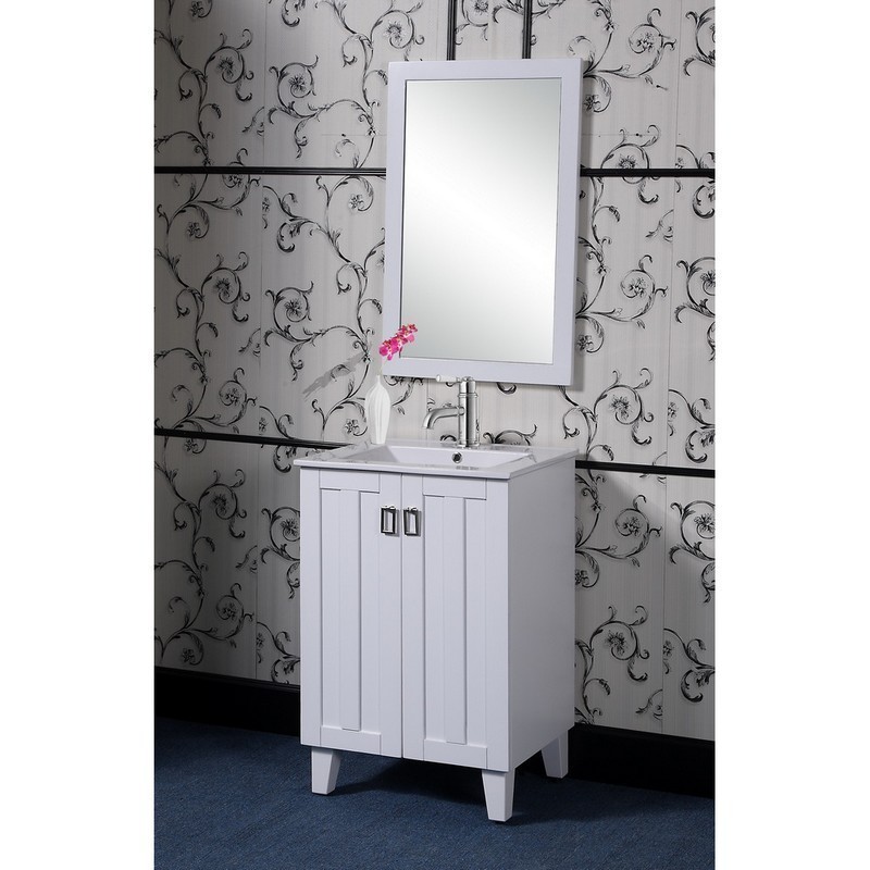 INFURNITURE IN3224-W 24 INCH SINGLE SINK BATHROOM VANITY WITH CERAMIC TOP IN WHITE