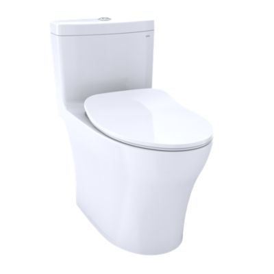 TOTO MS646234CUMFG#01 AQUIA IV ONE-PIECE ELONGATED DUAL FLUSH 1.0/0.8 GPF WITH CEFIONTECT UNIVERSAL HEIGHT, WASHLET+ READY TOILET IN COTTON WHITE