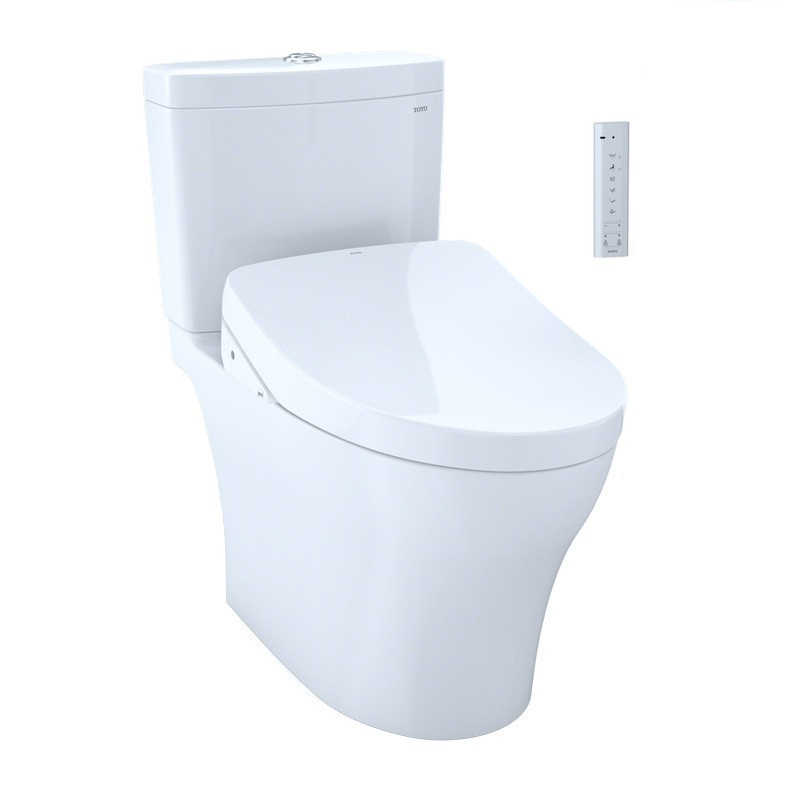 TOTO MW4463056CUMFG#01 WASHLET+ AQUIA IV 1G TWO-PIECE ELONGATED DUAL FLUSH 1.0/0.8 GPF WITH CEFIONTECT WITH S550E BIDET SEAT IN COTTON WHITE