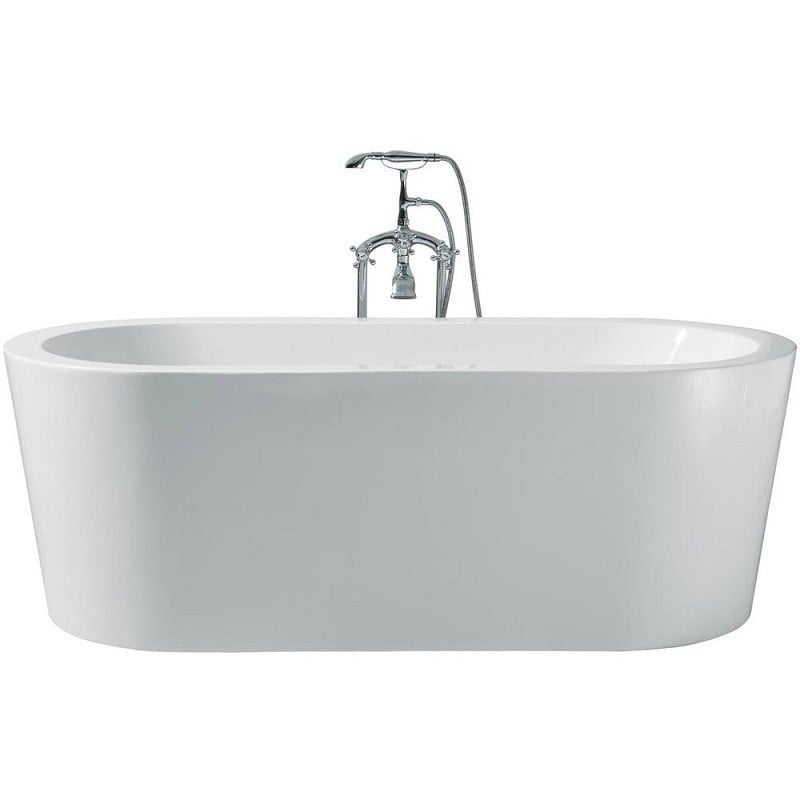 ARIEL PLATINUM PS013-6732 CHARLOTTE 67 INCH ACRYLIC BATHTUB WITH FLAT BOTTOM AND CENTER DRAIN, IN WHITE