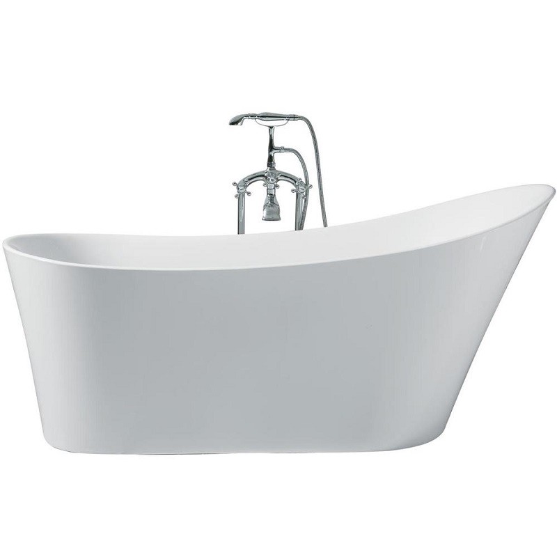ARIEL PLATINUM PS114-6730 PARIS 67 INCH ACRYLIC OVAL BATHTUB WITH RIGHT DRAIN AND FLAT BOTTOM, IN WHITE