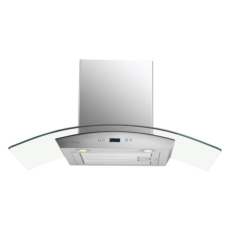 CAVALIERE SV218D-36 36 INCH WALL MOUNTED RANGE HOOD IN STAINLESS STEEL AND GLASS WITH TOUCH SENSITIVE CONTROL LED PANEL