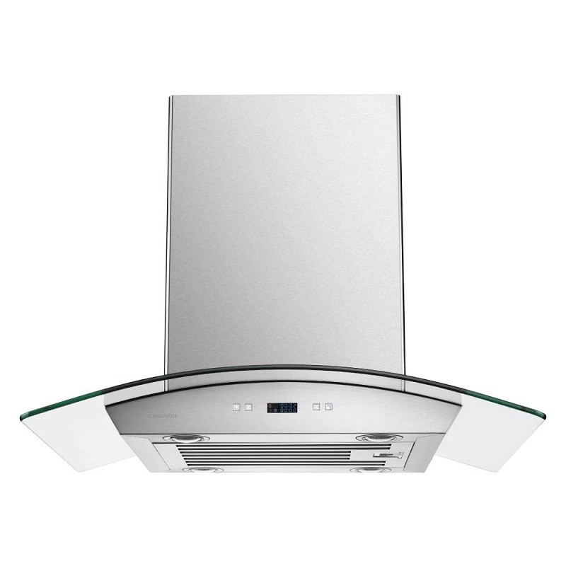 CAVALIERE SV218D-I30 30 INCH ISLAND RANGE HOOD IN STAINLESS STEEL AND GLASS WITH TOUCH SCREEN CONTROLS