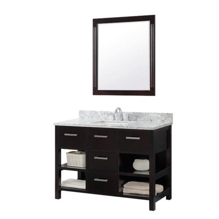 INFURNITURE WB8248-ES+CW TOP 48 INCH SINGLE SINK BATHROOM VANITY IN ESPRESSO WITH WHITE CARRARA WHITE MARBLE TOP