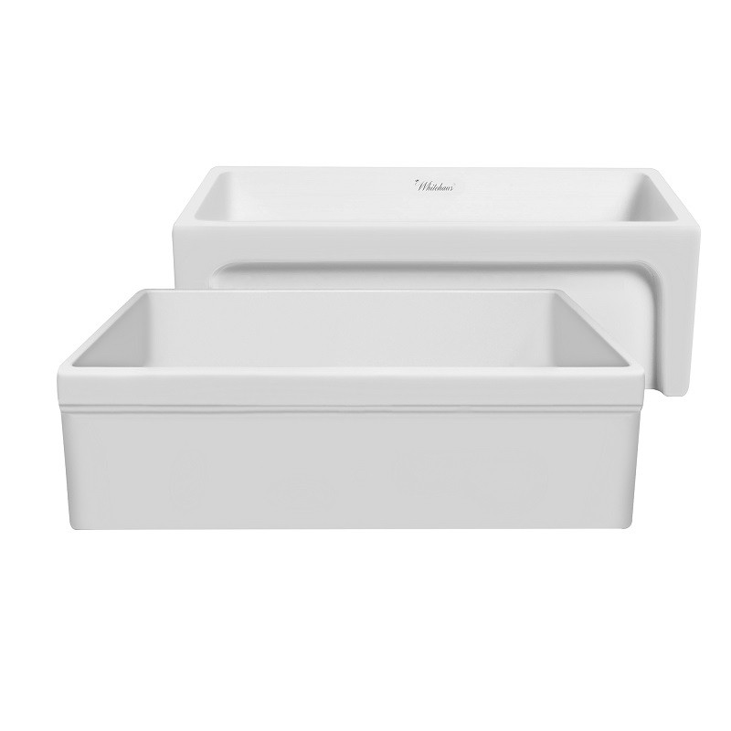 WHITEHAUS WHQ5530-M GLENCOVE 30 INCH REVERSIBLE KITCHEN FIRECLAY SINK WITH ELEGANT BEVELED FRONT APRON