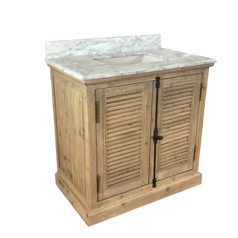 INFURNITURE WK1936 36 INCH SOLID WOOD SINGLE SINK VANITY IN DRIFTWOOD FINISH