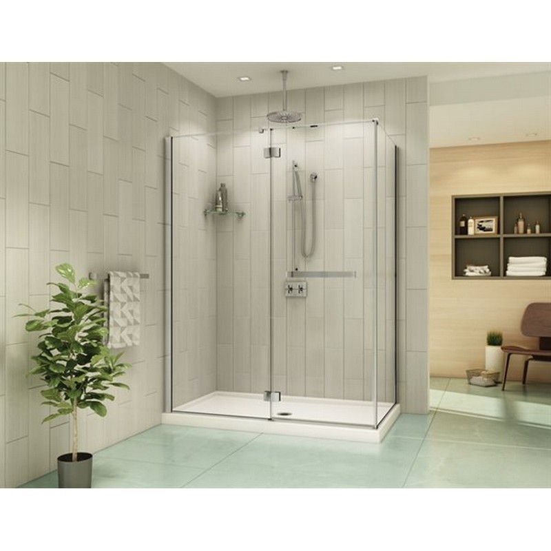 FLEURCO PJR4136-40 PURA 39 W X 75 H INCH 2-SIDED DOOR AND FIXED PANEL WITH 36 INCH RETURN PANEL, GLASS TO GLASS HINGES AND 1/4 INCH CLEAR GLASS