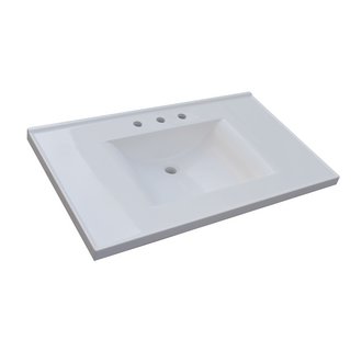 SAGEHILL DESIGNS WB3722-W WHITE 37 INCH CULTURED MARBLE VANITY TOP WITH INTEGRATED SINK