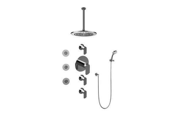 GRAFF GB1.131A-LM45S-T PHASE CONTEMPORARY ROUND THERMOSTATIC SET WITH BODY SPRAYS AND HANDSHOWER - TRIM