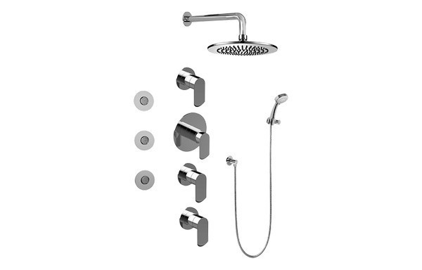 GRAFF GB1.132A-LM45S PHASE CONTEMPORARY ROUND THERMOSTATIC SET WITH BODY SPRAYS AND HANDSHOWER