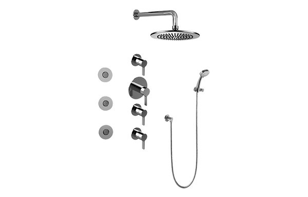 GRAFF GB1.132A-LM46S TERRA CONTEMPORARY ROUND THERMOSTATIC SET WITH BODY SPRAYS AND HANDSHOWER