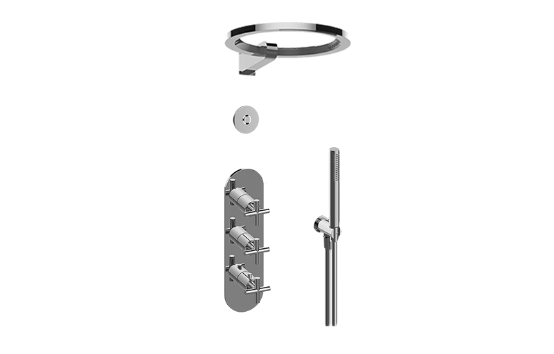 GRAFF GL3.029WT-C17E0 TERRA THERMOSTATIC SET WITH AMETIS RING, HANDSHOWER AND DIVERTER VALVE (ROUGH AND TRIM)