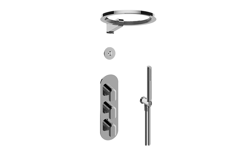 GRAFF GL3.029WT-LM58E0 SENTO THERMOSTATIC SET WITH AMETIS RING, HANDSHOWER AND DIVERTER VALVE (ROUGH AND TRIM)