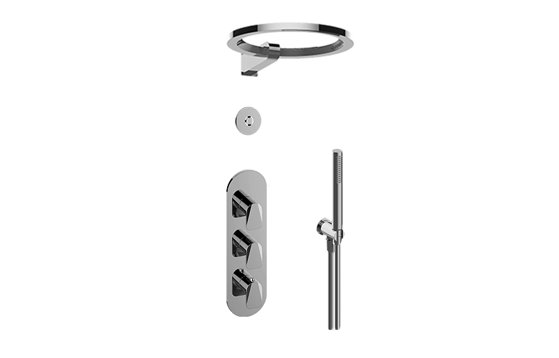 GRAFF GL3.029WT-LM59E0 SENTO THERMOSTATIC SET WITH AMETIS RING, HANDSHOWER AND DIVERTER VALVE (ROUGH AND TRIM)