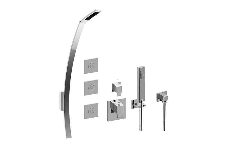 GRAFF GM2.128SG-LM38E0 QUBIC FULL THERMOSTATIC SHOWER SYSTEM WITH DIVERTER VALVE (ROUGH AND TRIM)