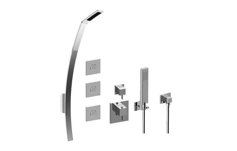 GRAFF GM2.128SG-LM39E0 QUBIC TRE FULL THERMOSTATIC SHOWER SYSTEM WITH DIVERTER VALVE (ROUGH AND TRIM)