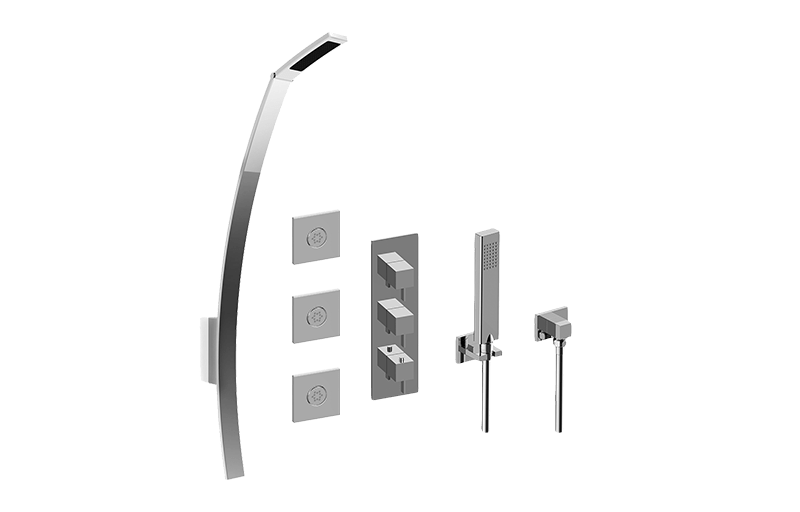 GRAFF GM3.128WH-LM39E0 QUBIC TRE FULL THERMOSTATIC SHOWER SYSTEM (ROUGH AND TRIM)