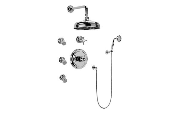 GRAFF GA5.222B-C2S CANTERBURY FULL THERMOSTATIC SHOWER SYSTEM WITH TRANSFER VALVE (ROUGH AND TRIM)
