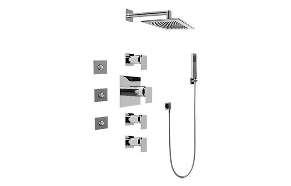 GRAFF GC1.122A-LM31S SOLAR CONTEMPORARY SQUARE THERMOSTATIC SET WITH BODY SPRAYS AND HANDSHOWER (ROUGH AND TRIM)