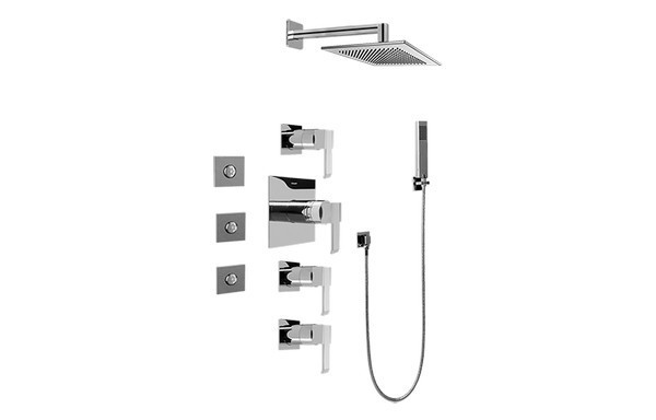 GRAFF GC1.122A-LM38S QUBIC CONTEMPORARY SQUARE THERMOSTATIC SET WITH BODY SPRAYS AND HANDSHOWER (ROUGH AND TRIM)
