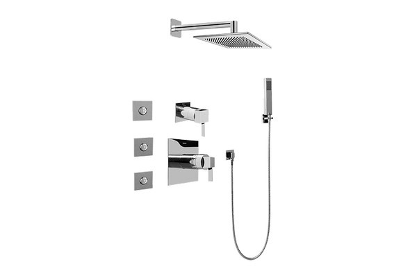 GRAFF GC5.122A-LM39S QUBIC TRE FULL THERMOSTATIC SHOWER SYSTEM WITH TRANSFER VALVE (ROUGH AND TRIM)