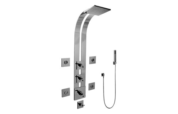GRAFF GE1.120A-C9S IMMERSION SQUARE THERMOSTATIC SKI SHOWER SET WITH BODY SPRAYS AND HANDSHOWERS (TRIM AND ROUGH)
