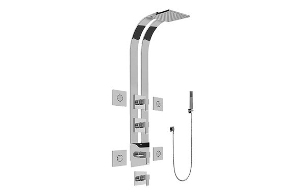 GRAFF GE1.120A-LM38S QUBIC SQUARE THERMOSTATIC SKI SHOWER SET WITH BODY SPRAYS AND HANDSHOWERS (TRIM AND ROUGH)