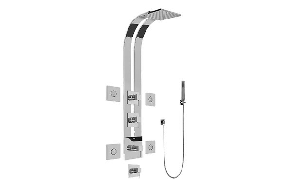 GRAFF GE1.120A-LM39S QUBIC TRE SQUARE THERMOSTATIC SKI SHOWER SET WITH BODY SPRAYS AND HANDSHOWERS (TRIM AND ROUGH)