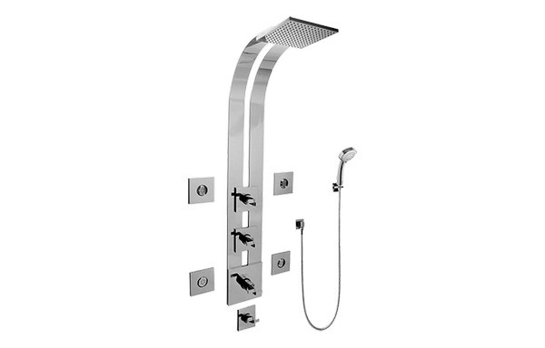 GRAFF GE1.130A-C9S IMMERSION SQUARE THERMOSTATIC SKI SHOWER SET WITH BODY SPRAYS AND HANDSHOWERS (ROUGH AND TRIM)