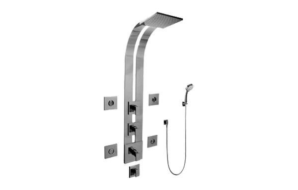GRAFF GE1.130A-LM31S SOLAR SQUARE THERMOSTATIC SKI SHOWER SET WITH BODY SPRAYS AND HANDSHOWERS (ROUGH AND TRIM)