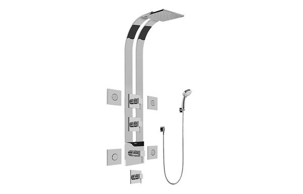 GRAFF GE1.130A-LM39S QUBIC TRE SQUARE THERMOSTATIC SKI SHOWER SET WITH BODY SPRAYS AND HANDSHOWERS (ROUGH AND TRIM)