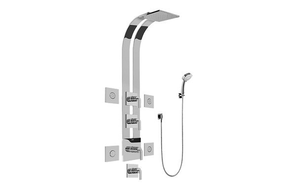 GRAFF GE1.130A-LM40S IMMERSION SQUARE THERMOSTATIC SKI SHOWER SET WITH BODY SPRAYS AND HANDSHOWERS (ROUGH AND TRIM)