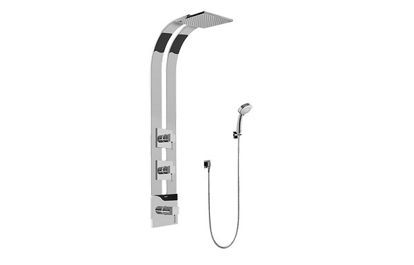 GRAFF GE2.030A-LM39S QUBIC TRE SQUARE THERMOSTATIC SKI SHOWER SET WITH HANDSHOWERS (ROUGH AND TRIM)