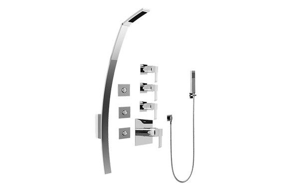 GRAFF GF1.120A-LM38S QUBIC THERMOSTATIC SHOWER SET WITH BODY SPRAYS AND HANDSHOWER (ROUGH AND TRIM)