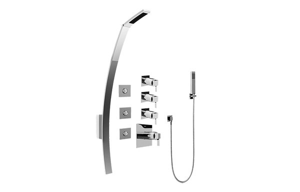 GRAFF GF1.120A-LM39S QUBIC TRE THERMOSTATIC SHOWER SET WITH BODY SPRAYS AND HANDSHOWER (ROUGH AND TRIM)