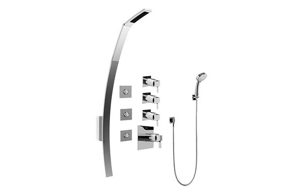 GRAFF GF1.130A-LM39S QUBIC TRE THERMOSTATIC SHOWER SET WITH BODY SPRAYS AND HANDSHOWER (ROUGH AND TRIM)