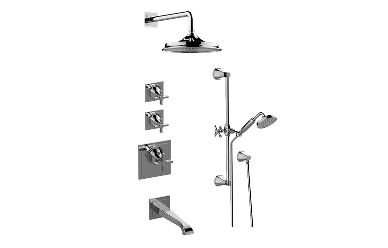 GRAFF GP3.M12ST-C15E0 FINEZZA UNO THERMOSTATIC SHOWER SYSTEM TUB AND SHOWER WITH HANDSHOWER (ROUGH AND TRIM)