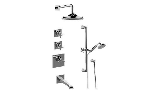 GRAFF GR3.M12ST-C15E0 FINEZZA DUE THERMOSTATIC SHOWER SYSTEM - TUB AND SHOWER WITH HANDSHOWER