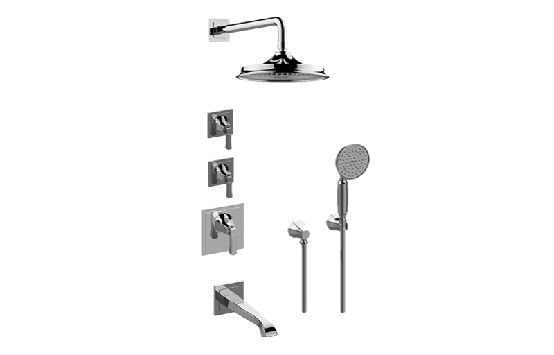 GRAFF GR3.M22SH-C15E0 FINEZZA DUE THERMOSTATIC SHOWER SYSTEM - TUB AND SHOWER WITH HANDSHOWER (ROUGH AND TRIM)