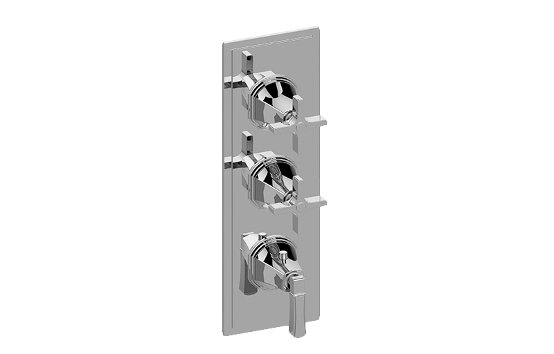 GRAFF G-8078-1L2C-T FINEZZA UNO THERMOSTATIC 3-HOLE TRIM PLATE WITH TWO CROSS AND ONE LEVEL HANDLE