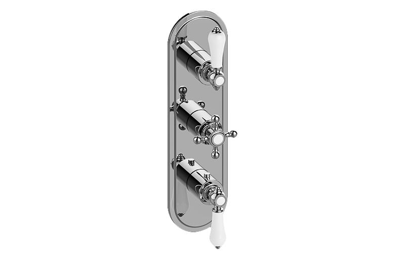 GRAFF G-8087-ALC1C2-T CANTERBURY 3-HOLE TRIM PLATE WITH ONE CROSS AND TWO LEVER HANDLES