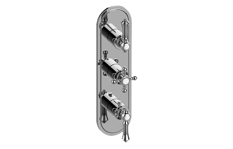 GRAFF G-8087-ALM15C2-T CANTERBURY 3-HOLE TRIM PLATE WITH ONE CROSS AND TWO LEVER HANDLES