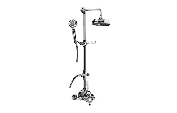 GRAFF CD2.11-LC1S CANTERBURY TRADITIONAL EXPOSED THERMOSTATIC TUB AND SHOWER SYSTEM WITH METAL HANDSHOWER HANDLE