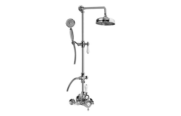 GRAFF CD2.12-LC1S CANTERBURY TRADITIONAL EXPOSED THERMOSTATIC TUB AND SHOWER SYSTEM WITH METAL HANDSHOWER HANDLE