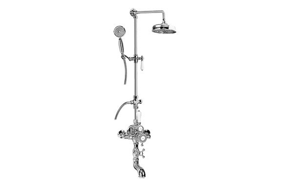 GRAFF CD4.12-LC1S CANTERBURY EXPOSED THERMOSTATIC TUB AND SHOWER SYSTEM WITH METAL HANDSHOWER HANDLE