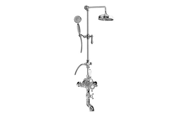 GRAFF CD4.12-LM34S CANTERBURY EXPOSED THERMOSTATIC TUB AND SHOWER SYSTEM WITH METAL HANDSHOWER HANDLE