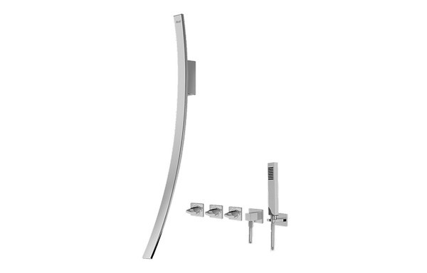 GRAFF G-6054-C14U LUNA WALL-MOUNTED TUB FILLER WITH WALL-MOUNTED HANDLES AND HANDSHOWER SET