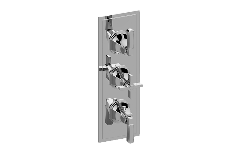 GRAFF G-8078-2L1C-T FINEZZA UNO THERMOSTATIC 3-HOLE TRIM PLATE WITH TWO LEVER AND ONE CROSS HANDLE